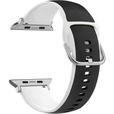 Afbeelding van Beline Apple Horlogeband Silico Leer 38/40/41mm zwart wit/zwart wit doosje