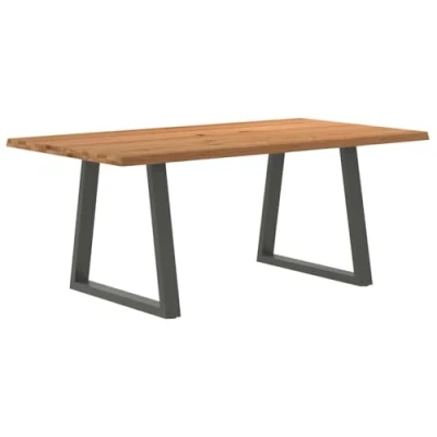 Afbeelding van vidaXL Eettafel met natuurlijke rand 180x100x74 cm massief eikenhout