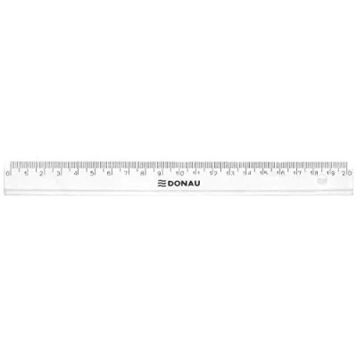 Afbeelding van DONAU 7052001PL 00 liniaal van kunststof en buig resistente kunststof, vervormingsbestendig, zeer sterk vormvast, afgeschuinde randen, 20 cm, transparant, voor school, kantoor, thuis