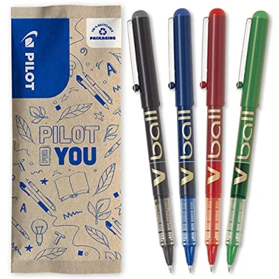 Afbeelding van PILOT Rollerball 4 V ball 07 Vloeibare inkt voor soepel en nauwkeurig schrijven Sneldrogend Zwart, Blauw, Rood, Groen Medium punt