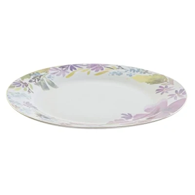 Afbeelding van Platt tallrik DKD Home Decor Blommor (27 x 27 2 cm) (2 pcs)