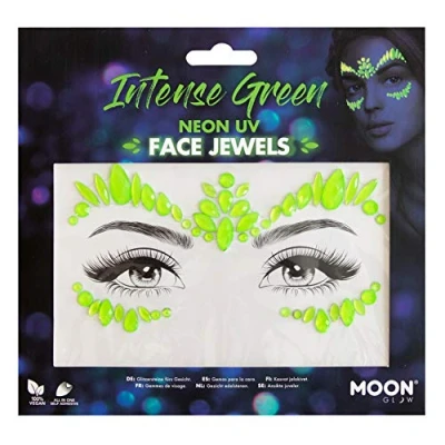 Afbeelding van Moon Creations Gezicht Diamanten Sticker Glow Intense Green Neon UV Groen