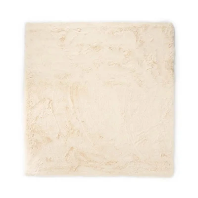 Afbeelding van Vierkant Hoogpolig Tapijt/Vloerkleed Comfy Plus Crème 100x100 Cm