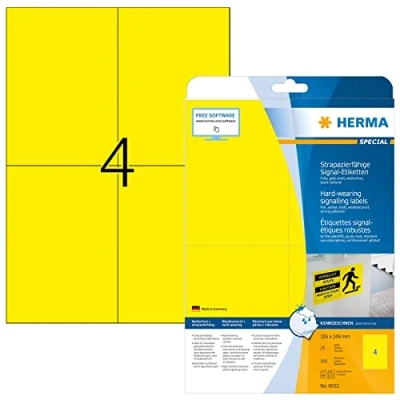 Afbeelding van Etiket HERMA 8032 105x148mm weerbestendig geel 100stuks