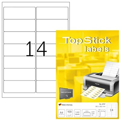 Image de TopStick Étiquettes, Papier, Blanc, 99,1 x 38,1 mm