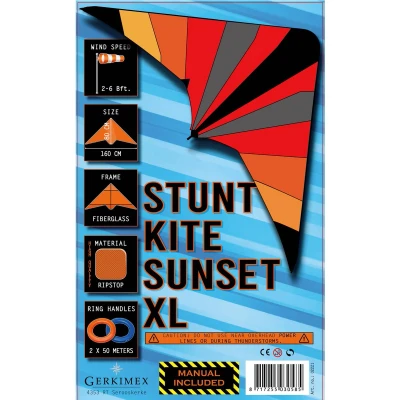 Afbeelding van Gerkimex Stunt kite sunset XL vlieger 80 cm hoog 160 breed 2 6 Bft