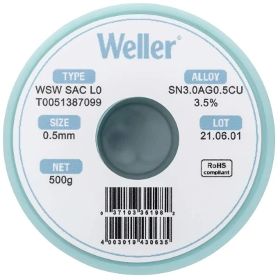 Afbeelding van Weller WSW SAC L0 Soldeertin, loodvrij Spoel Sn3,0Ag0,5Cu 500 g 0.5 mm