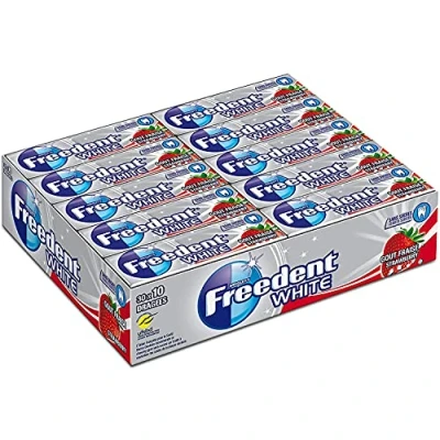 Image de FREEDENT WHITE Chewing Gum Sans Sucre Goût Fraise 30 Paquets de 10 Dragées Grand Format 300 420g
