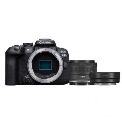 Afbeelding van Canon EOS R10 Body + RF S 18 45mm F/4.5 6.3 IS STM EF Mount Adapter