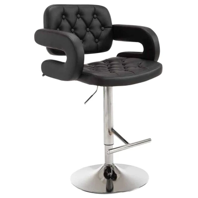 Afbeelding van Barkruk Moelv Kunstleer Chrome frame Zwart