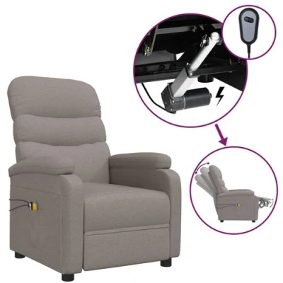 Afbeelding van vidaXL Massagestoel elektrisch stof taupe