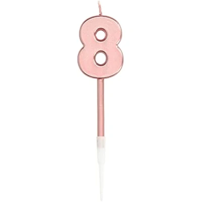 Afbeelding van Folat Verjaardagskaars 8 Roségoud Metallic