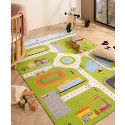Afbeelding van Kindervloerkleed Joy Speelstraat Groen 120x170 Cm