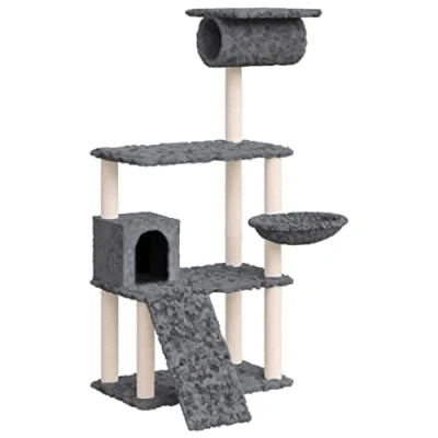 Afbeelding van vidaXL Kattenmeubel met sisal krabpalen 131 cm donkergrijs