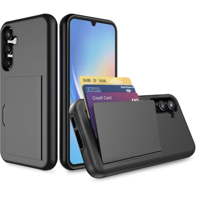 Afbeelding van Smartphonica Telefoonhoesje geschikt voor Samsung Galaxy A34 sterk TPU met pasjeshouder strong case with card slot Zwart 5G