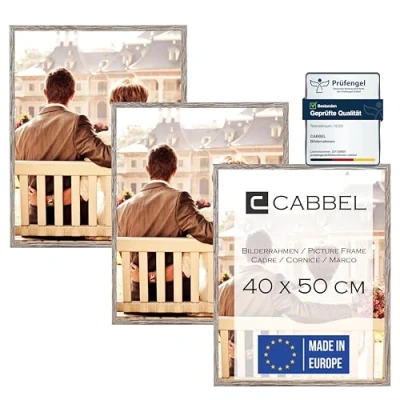 Afbeelding van CABBEL Set van drie (3 stuks) fotolijsten 40 x 60 cm MDF houten lijst donker eiken met onbreekbaar plexiglas/modern