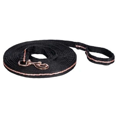 Afbeelding van HKM Longeerlijn Rosegold Glamour Zwart/Rosegoud 800 cm