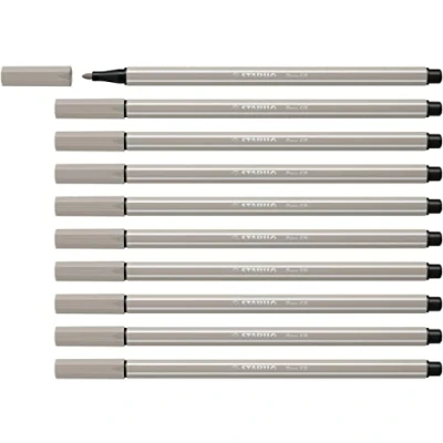 Afbeelding van STABILO Pen 68 Premium Viltstift Warm grijs Doos 10 stuks