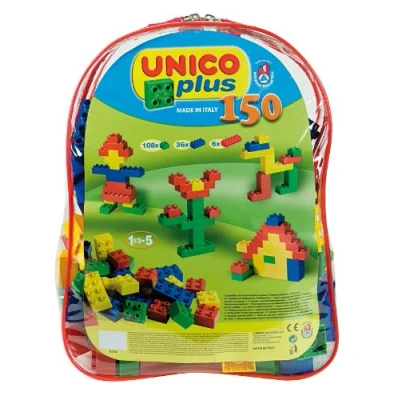 Afbeelding van Unico Bouwblokken Rugzak Blauw 150 delig