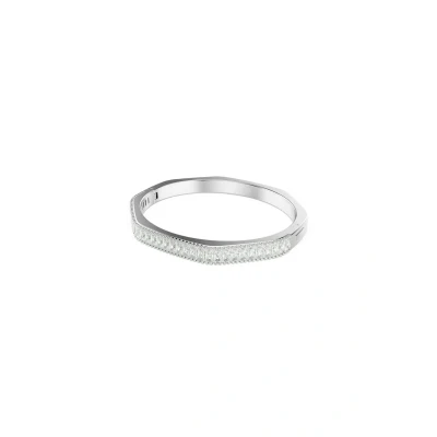 Afbeelding van Swarovski Matrix armband, baguette maat, wit, gerhodineerd metaal, Kristal, Kristal