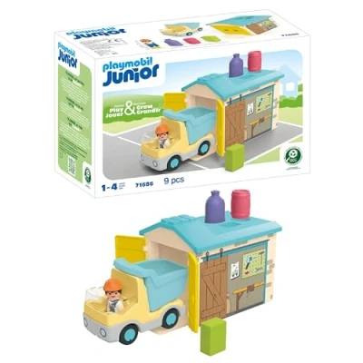 Afbeelding van PLAYMOBIL Junior Werkman met sorteer garage 71686