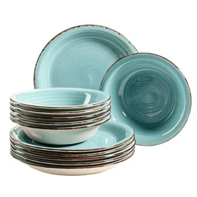 Afbeelding van Mäser Bordenset voor 6 personen in moderne vintage look, 12 delig tafelservies, handbeschilderd