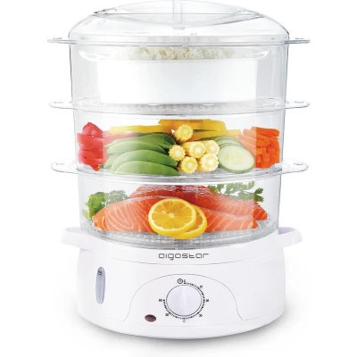 Afbeelding van Aigostar Fitfoodie 30CFO Stoomkoker, 800 W, BPA vrij Wit