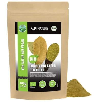 Afbeelding van Gemalen biologische laurierbladeren (100 g), biologisch laurierpoeder, gedroogde laurierbladeren, uit teelt, 100% natuurlijke zonder additieven