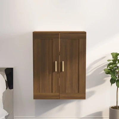 Afbeelding van Wandkast 69,5x32,5x90 cm bewerkt hout bruin eikenkleur