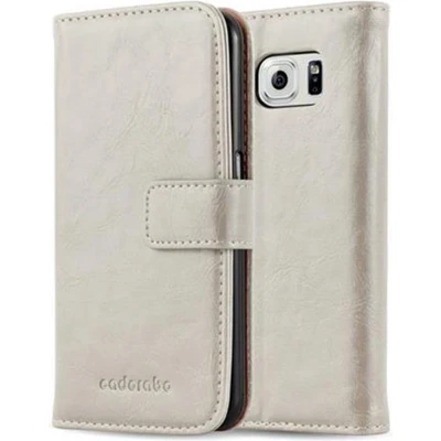 Afbeelding van Cadorabo Hoesje geschikt voor Samsung Galaxy S6 in CAPPUCCINO BRUIN Beschermhoes met magnetische sluiting, standfunctie en kaartvakje Book Case Cover Etui