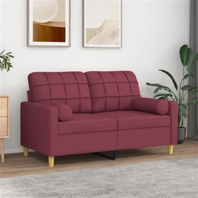 Afbeelding van vidaXL Tweezitsbank met sierkussens 120 cm stof wijnrood