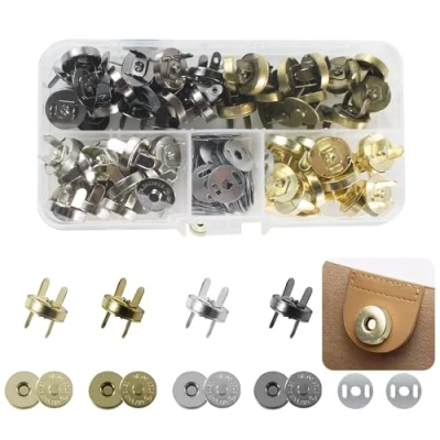 Afbeelding van RichLuck 40 stuks magnetische drukknopen van metaal 14 mm naadloos om te knutselen, handtassen, leer (4 kleuren)