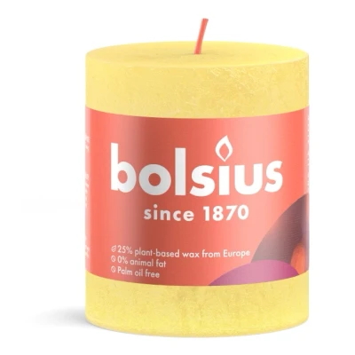 Afbeelding van Rustiek stompkaars shine 80/68 sunny yellow Bolsius