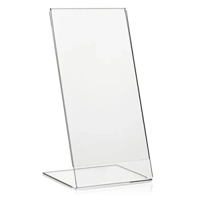 Afbeelding van Vitadisplays® Reclamedisplay L in staand formaat, tafelstandaard van plexiglas® set 5 DIN lang (DL)