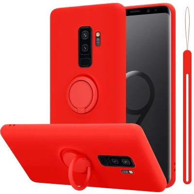 Afbeelding van Cadorabo Hoesje geschikt voor Samsung Galaxy S9 PLUS in LIQUID ROOD Beschermhoes van flexibel TPU silicone Case Cover met ring