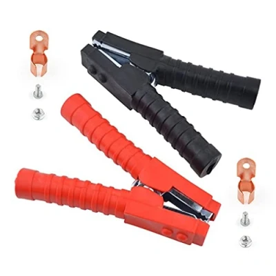 Afbeelding van Gunpla 2 stuks 600 A batterijversterker, starthulp, 150 mm, lengte rood, zwart, geïsoleerd, elektrisch, krokodil, nikkelcoating, grote testtang voor de auto
