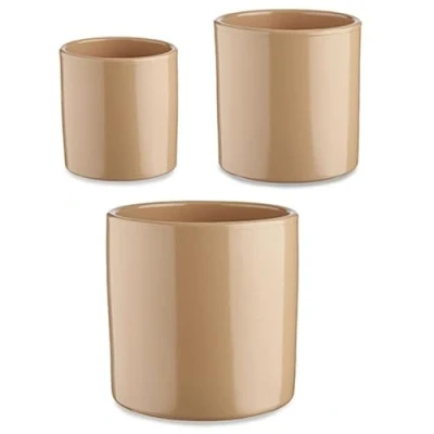 Afbeelding van Pottenset 3 Onderdelen Ø 14 cm 22 17 Cilinder Beige