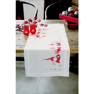 Afbeelding van Vervaco Tafelloper Kerstkabouters borduren (pakket) PN 0146077