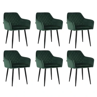 Afbeelding van Lina® Noble Eetkamerstoelen Groen Set van 6 Velvet