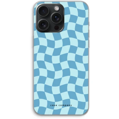 Afbeelding van Case Company® hoesje geschikt voor iPhone 15 Pro Max Grid Blauw Soft Cover Telefoonhoesje Bescherming aan alle Kanten en Schermrand