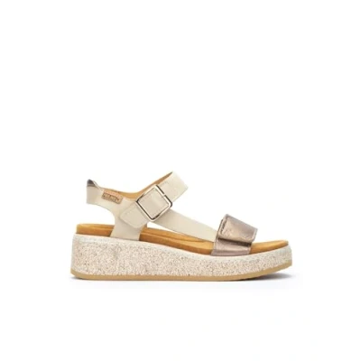 Afbeelding van Pikolinos Alzira Sandalen met sleehak, Dames, Maat: 39, Beige Leer