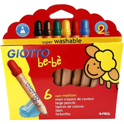 Afbeelding van Giotto Bèbè Kleurpotloden 6 Stuks Met Puntenslijper