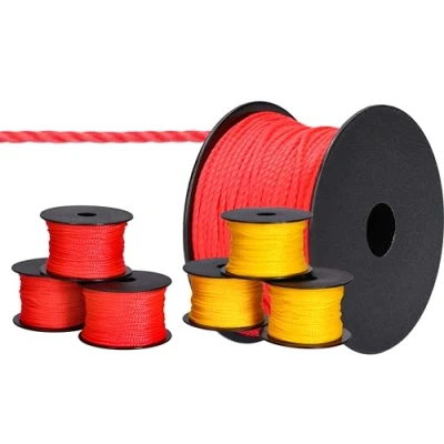 Afbeelding van ToolSpace 6 x metselaarstouw 50 m 1,7 mm 3 rood, geel polypropyleen zijde touw om te tekenen loodkoord bestratingskoord duurzaam en scheurvast, voor waterpas