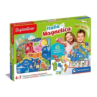 Afbeelding van Clementoni Sapientino Geo Magnetische Puzzel Kaart Italië Fysica, Educatief 4 Jaar, Aardrijkskundespel voor kinderen, gemaakt in Italië, Italiaanse kleur, 16751