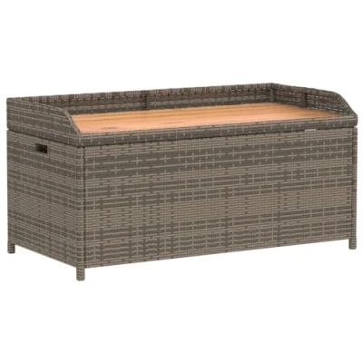 Afbeelding van Opbergbank 100x50x52 cm poly rattan en acaciahout grijs