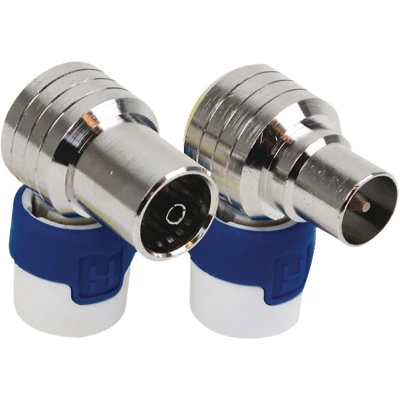 Afbeelding van Coax connector set Hirschmann KOSWI5 en KOKWI5 (Push On, Haaks, Mannelijk/Vrouwelijk)