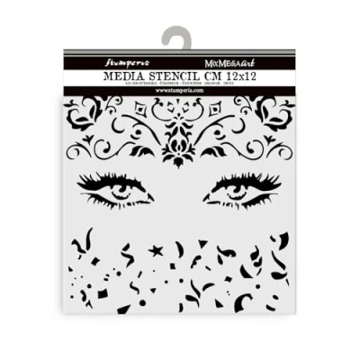 Afbeelding van Stamperia Dikke sjablonen voor scrapbooking, albums, kaarten, bullet journal, enz. Flexibel materiaal, gemakkelijk te reinigen, perfect vrije tijd, handwerk en cadeau (maskerade, ogen)