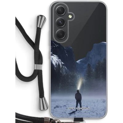 Afbeelding van Case Company® hoesje met Koord geschikt voor Samsung Galaxy A54 Wanderlust Telefoonhoesje Zwart Bescherming aan alle Kanten en Over de Schermrand