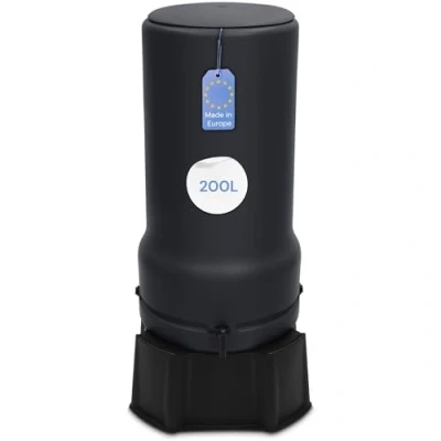 Afbeelding van YourCasa RainBell 200 liter regenton met voet, deksel en kraan, vorstbestendig kunststof voor de tuin, liter, antraciet