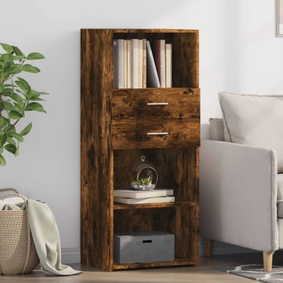 Afbeelding van Hoge kast 50x42,5x124 cm bewerkt hout gerookt eikenkleurig